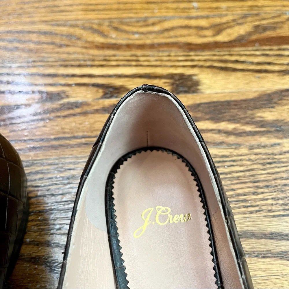 J crew leather croc embossed Carolyn skimmer flats